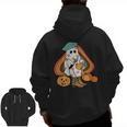 Art Teacher Painting Brushes Retro Pumpkin Ghost Artist Men Zip Up Hoodie Back Print, trending gift