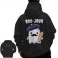 Boo Jour Ghost French Teacher Vintage Teacherlife Groovy Men Zip Up Hoodie Back Print, Groovy Teacher Gifts, trending gift
