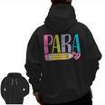 Colorful PARA Teacher Paraprofessional Cute Pencil Men Zip Up Hoodie Back Print, trending gift