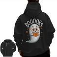 Cute Ghost Book Reading Halloween Teacher Men Zip Up Hoodie Back Print, trending gift