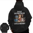 Easily Distracted By Cats & History Teacher Women Men Men Zip Up Hoodie Back Print, History Teacher Gifts, trending gift