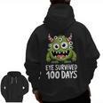 Eye Survived 100 Days Of School Monster Lover Teacher Kids Men Zip Up Hoodie Back Print, trending gift