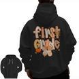 First Grade Fall Floral Coquette Bow Teachers Students Men Zip Up Hoodie Back Print, First Grade Teacher Gifts, trending gift First Grade Fall Floral Coquette Bow Teachers Students Men Zip Up Hoodie Back Print, First Grade Teacher Gifts, trending gift
