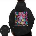 Groovy Teacher Cute Coquette Bow Flower Retro Back To School Men Zip Up Hoodie Back Print, Groovy Teacher Gifts, trending gift