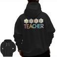 Groovy Teacher Cute Daisy Flower Retro Back To School Men Zip Up Hoodie Back Print, Groovy Teacher Gifts, trending gift