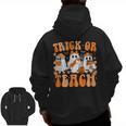 Groovy Teacher Halloween Trick Or Teach Ghost Men Women Kids Men Zip Up Hoodie Back Print, Groovy Teacher Gifts, trending gift