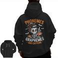 Halloween Skeleton Teacher Phonemes Graphemes Caffeine Lover Men Zip Up Hoodie Back Print, trending gift