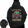 Halloween Teacher Zombie Reading Is Good For Brains Men Zip Up Hoodie Back Print, trending gift