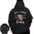 Just A Teacher Who Loves Cows Shirt Cute Highland Cow Men Zip Up Hoodie Back Print, trending gift