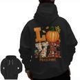 Love Preschool Teacher Turkey Thanksgiving Autumn Fall Men Zip Up Hoodie Back Print, trending gift
