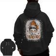 Messy Bun Spooky Teacher Bleached Halloween Teachers Men Zip Up Hoodie Back Print, trending gift