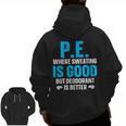 PE Teacher Art For Men Women Gym Teacher Appreciation Men Zip Up Hoodie Back Print, Pe Teacher Gifts, trending gift
