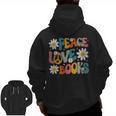 Peace Love Books Bookworm Librarian Reading Teacher Groovy Men Zip Up Hoodie Back Print, Groovy Teacher Gifts, trending gift