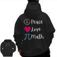 Peace Love Math Maths Teacher Pi Symbol Men Women Men Zip Up Hoodie Back Print, trending gift