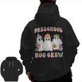 Preschool Boo Crew Groovy Halloween Floral Ghost Teacher Men Women Kids Men Zip Up Hoodie Back Print, Groovy Teacher Gifts, trending gift