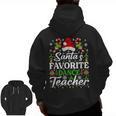 Santa's Favorite Dance Teacher Shirt Christmas Pajama Men Zip Up Hoodie Back Print, trending gift