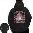 Santa's Favorite Teacher Groovy Christmas Teacher Boys Girls Men Zip Up Hoodie Back Print, Groovy Teacher Gifts, trending gift