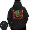 Santas Favorite Teacher Retro Groovy Christmas Xmas Women Men Zip Up Hoodie Back Print, Groovy Teacher Gifts, trending gift