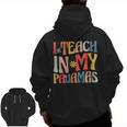 I Teach In My Pajamas Retro Groovy Teacher Humor Men Zip Up Hoodie Back Print, Groovy Teacher Gifts, trending gift
