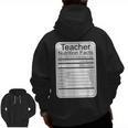 Teacher Nutrition Facts Teachers Nutritional Fact Men Zip Up Hoodie Back Print, trending gift