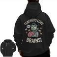 Teachers Love Brains Shirt Men Women Teacher Halloween Men Zip Up Hoodie Back Print, trending gift