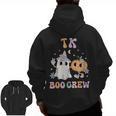 TK Boo Crew Retro Groovy Halloween Floral Ghost TK Teacher Men Women Kids Men Zip Up Hoodie Back Print, Groovy Teacher Gifts, trending gift