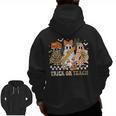 Trick Or Teach Groovy Teacher Halloween Floral Ghost Men Zip Up Hoodie Back Print, Groovy Teacher Gifts, trending gift