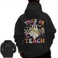 Trick Or Teach Groovy Teacher Halloween Retro Teacher Ghost Men Zip Up Hoodie Back Print, Groovy Teacher Gifts, trending gift