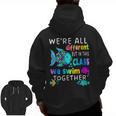 We'Re All Different But We Swim Together Elementary Teacher Men Zip Up Hoodie Back Print, trending gift We'Re All Different But We Swim Together Elementary Teacher Men Zip Up Hoodie Back Print, trending gift