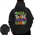 Will Trade Students For Candy Teacher Cute Halloween Costume Men Zip Up Hoodie Back Print, trending gift