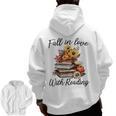 Fall In Love With Reading Book Autumn Teachers Pumpkins Men Zip Up Hoodie Back Print, trending gift