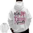 Hello Third Grade First Day Of School Coquette Teacher Girl Men Zip Up Hoodie Back Print, First Grade Teacher Gifts, trending gift Hello Third Grade First Day Of School Coquette Teacher Girl Men Zip Up Hoodie Back Print, First Grade Teacher Gifts, trending gift