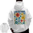 Leer Es Poder Cute Floral Boho Spanish Teacher Reading Men Zip Up Hoodie Back Print, trending gift Leer Es Poder Cute Floral Boho Spanish Teacher Reading Men Zip Up Hoodie Back Print, trending gift