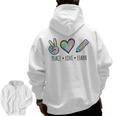 Peace Love Learn Tie Dye Teacher Kids 100th Days Of School Men Zip Up Hoodie Back Print, trending gift Peace Love Learn Tie Dye Teacher Kids 100th Days Of School Men Zip Up Hoodie Back Print, trending gift