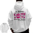 Preschool Teacher In October We Wear Pink Breast Cancer Men Zip Up Hoodie Back Print, trending gift