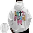 Lets Read Reading Teacher Back To School Literacy Pencil Bow Men Zip Up Hoodie Back Print, trending gift