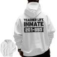 Teacher Life Jail Inmate Prisoner Halloween Costume Men Zip Up Hoodie Back Print, trending gift