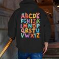 Alphabet A-Z ABC Kids Back To School Pre K Teachers Men Zip Up Hoodie Back Print, funny gift