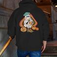 Art Teacher Painting Brushes Retro Pumpkin Ghost Artist Men Zip Up Hoodie Back Print, funny gift