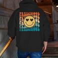 Back To School Groovy Smile Preschool Teachers Students Kids Men Zip Up Hoodie Back Print, funny gift