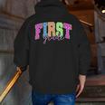 Back To School Neon Checkered First Grade Colorful Teacher Men Zip Up Hoodie Back Print, First Grade Teacher Hoodies, funny gift
