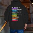Back To School Teacher We Are Like A Box Of Crayons Men Zip Up Hoodie Back Print, funny gift