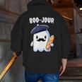 Boo Jour Ghost French Teacher Vintage Teacherlife Groovy Men Zip Up Hoodie Back Print, Groovy Teacher Hoodies, funny gift