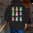 Bunny Reading Books Easter Day Librarian Teacher Book Men Zip Up Hoodie Back Print, Easter Teacher Hoodies, funny gift