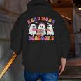 Cute Ghost Read More Books Lover Teacher Halloween Costume Men Zip Up Hoodie Back Print, funny gift