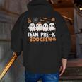 Cute Ghosts Pre-K Boo Crew Teachers Halloween Party Team For Men Women Kids Men Zip Up Hoodie Back Print, funny gift