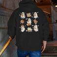 Cute Ghosts Reading Book Bookworm Halloween History Teacher Men Zip Up Hoodie Back Print, History Teacher Hoodies, funny gift