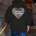 Drama Teacher Heart Pumpkin Ghost Halloween Kids Men Zip Up Hoodie Back Print, funny gift