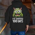 Eye Survived 100 Days Of School Monster Lover Teacher Kids Men Zip Up Hoodie Back Print, funny gift
