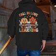 Fall In Love With Learning Shirt Autumn Thanksgiving Teacher Men Zip Up Hoodie Back Print, funny gift